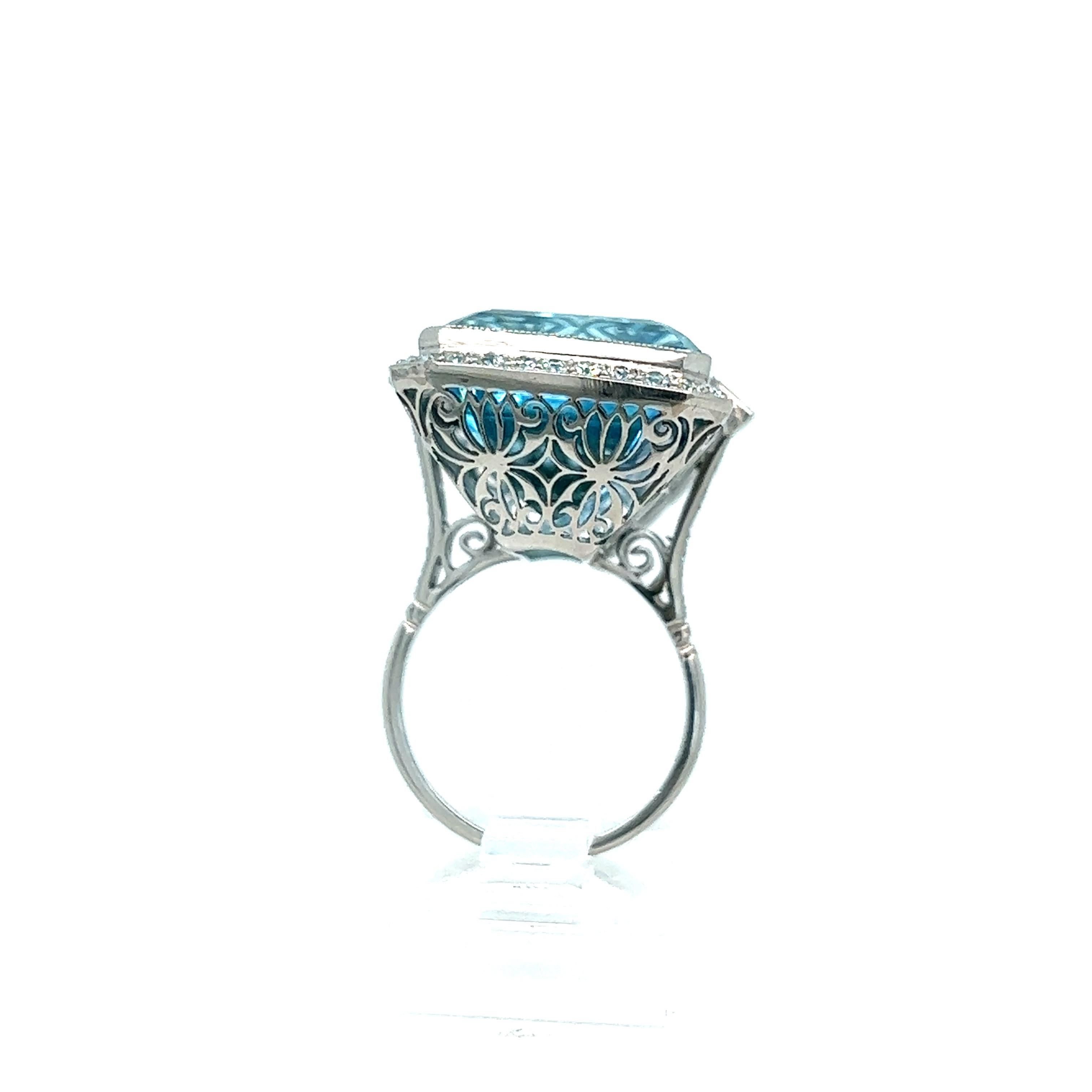 Aquamarine & Diamond Ring For Sale 3