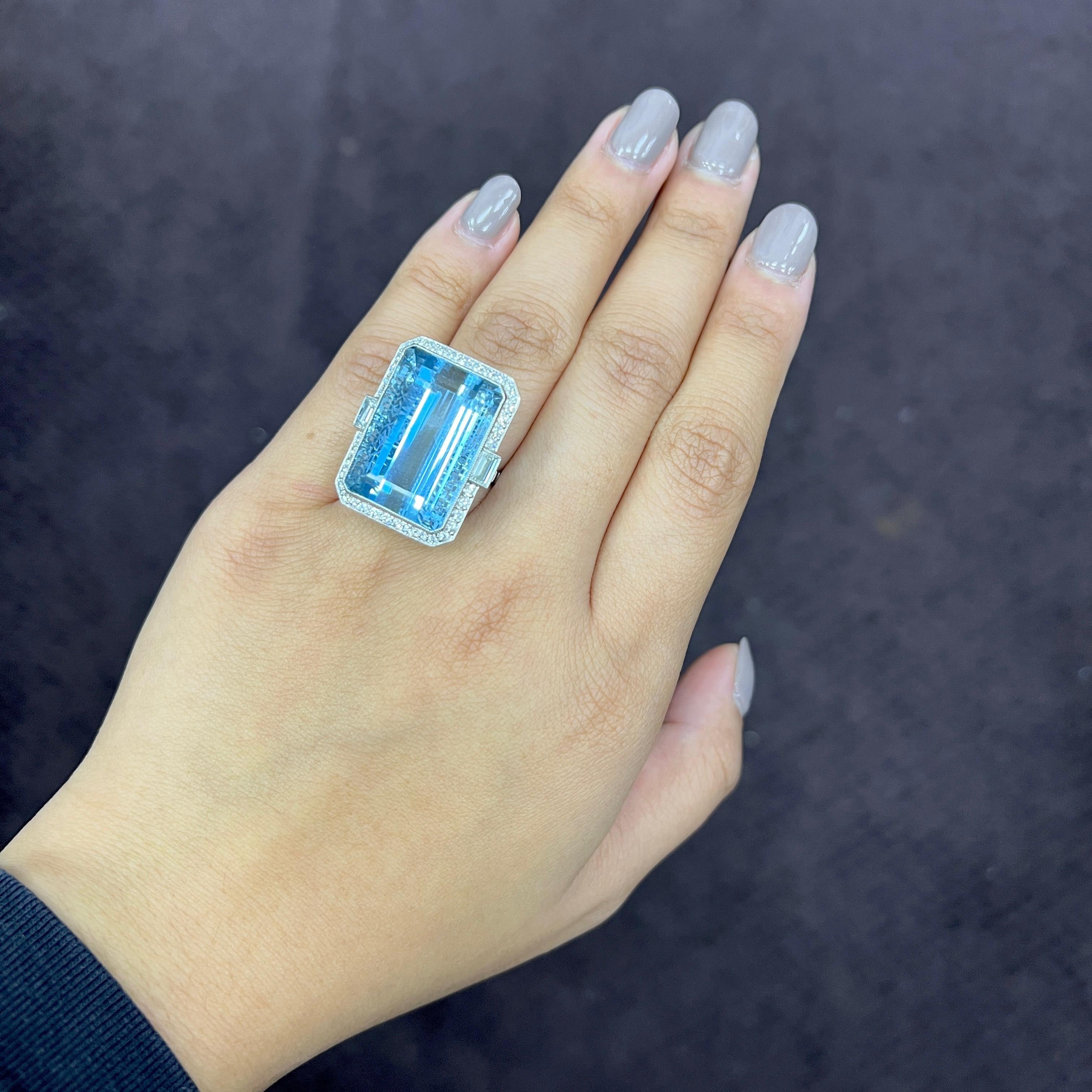Aquamarine & Diamond Ring For Sale 4