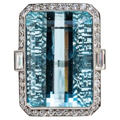 Retro Aquamarine & Diamond Ring
