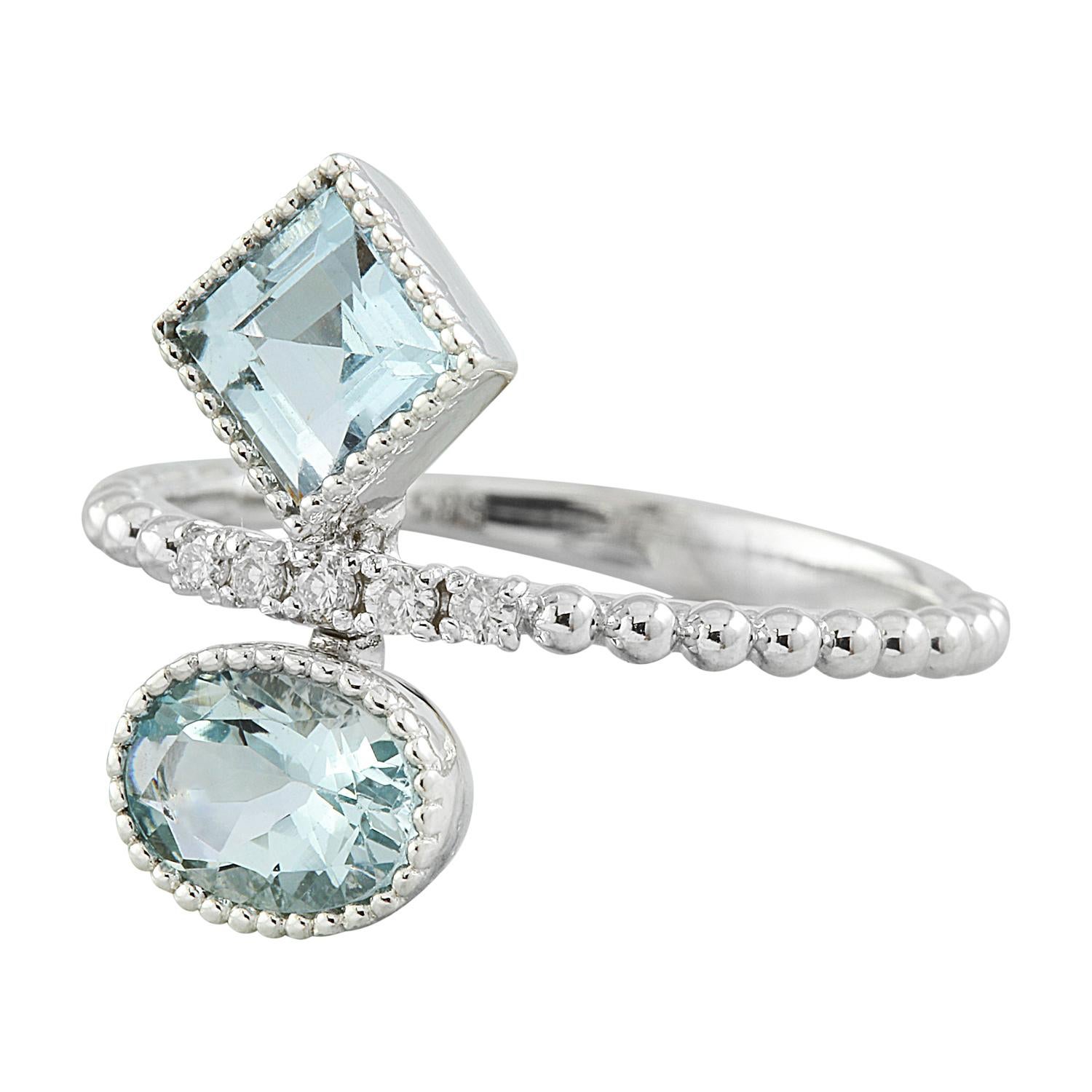 Introducing a breathtaking masterpiece of elegance and sophistication - the 1.31 Carat Natural Aquamarine 14K Solid White Gold Diamond Ring, meticulously crafted to captivate hearts and minds.

This ring is designed for a ring size 7 and boasts a