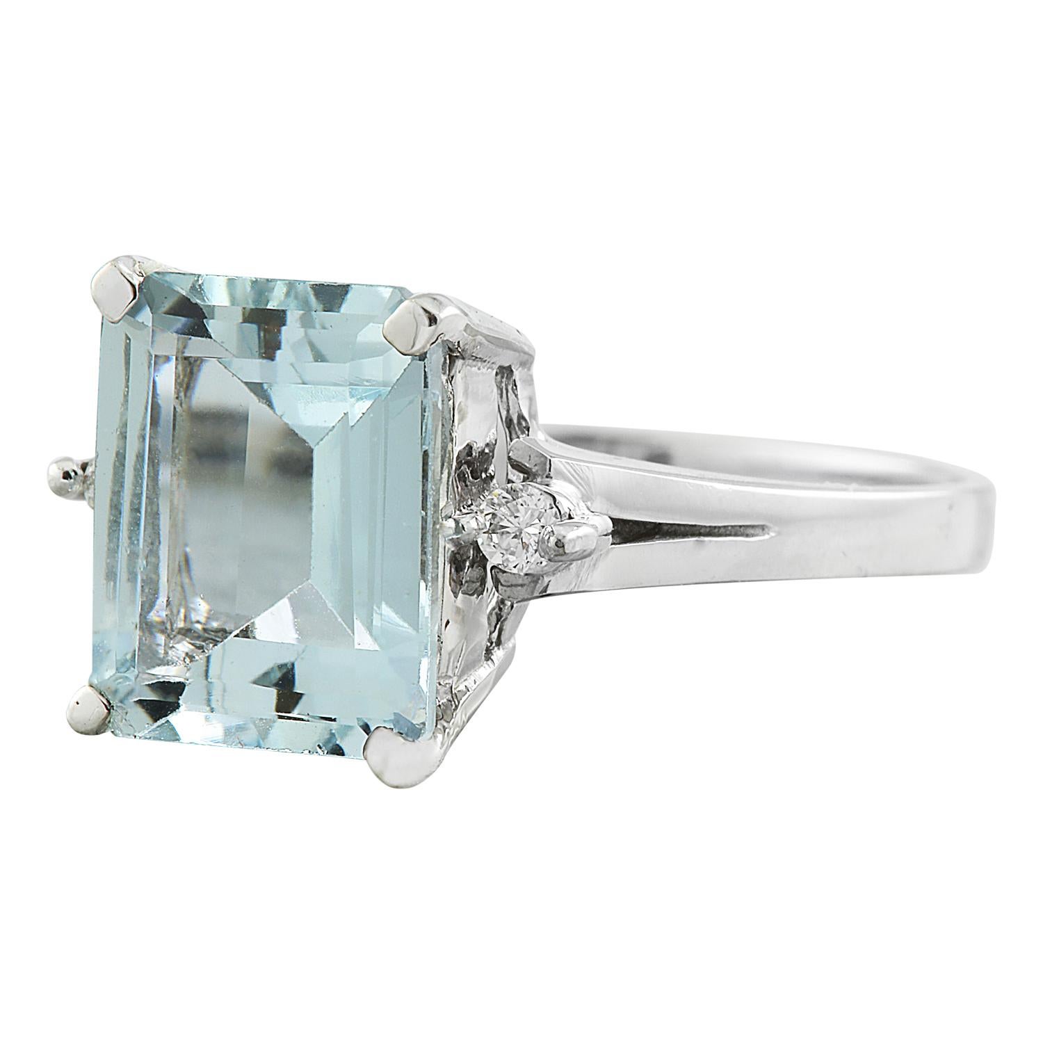 Elevate your jewelry collection with this stunning 2.26 Carat Natural Aquamarine Ring crafted in 14K Solid White Gold. Impeccably stamped with '14K', this ring boasts a mesmerizing 2.20 Carat Aquamarine, measuring 10.00x8.00 millimeters, exuding a