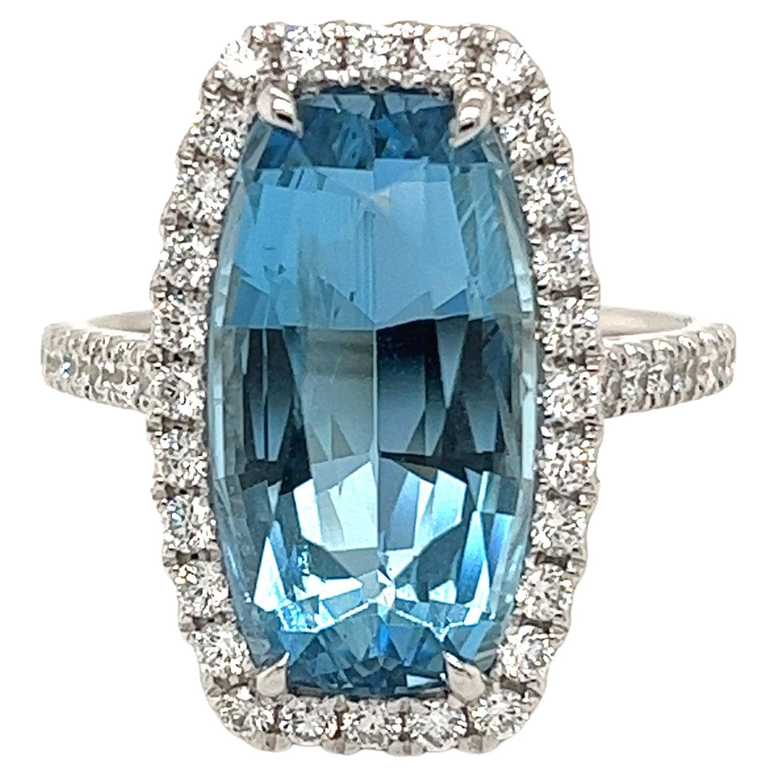 18Kt White Gold Aquamarine & Diamond Ring main image 1