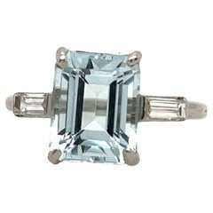 Aquamarin & Diamant Ring aus Platin