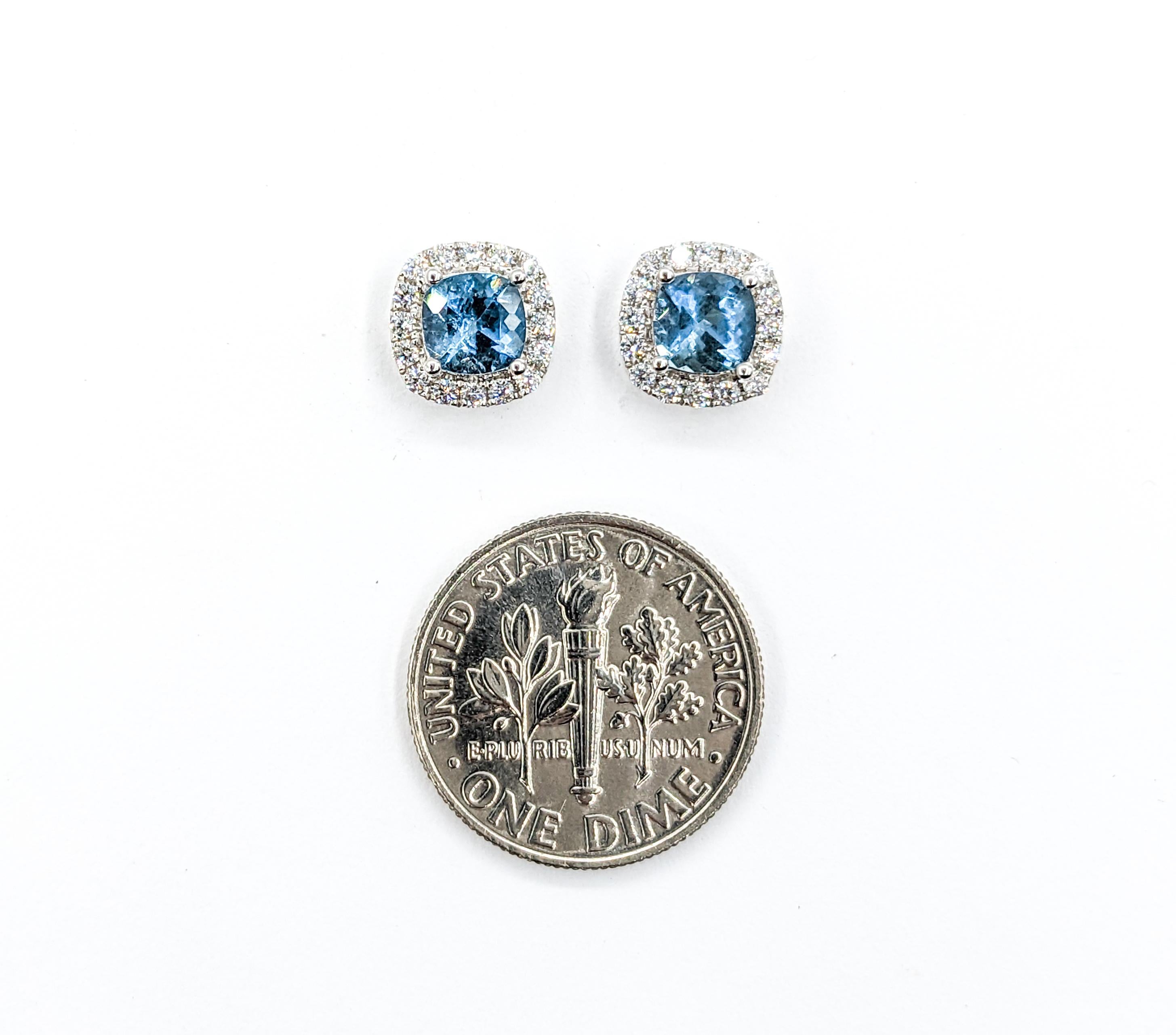 Women's Aquamarine & Diamond Stud Earrings