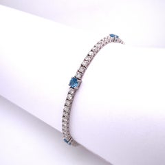 Conjunto de pulsera tipo tenis de aguamarina y diamantes con 2,75 quilates de diamantes naturales
