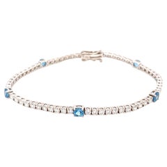 Conjunto de pulsera tipo tenis de aguamarina y diamantes con 2,75 quilates de diamantes naturales