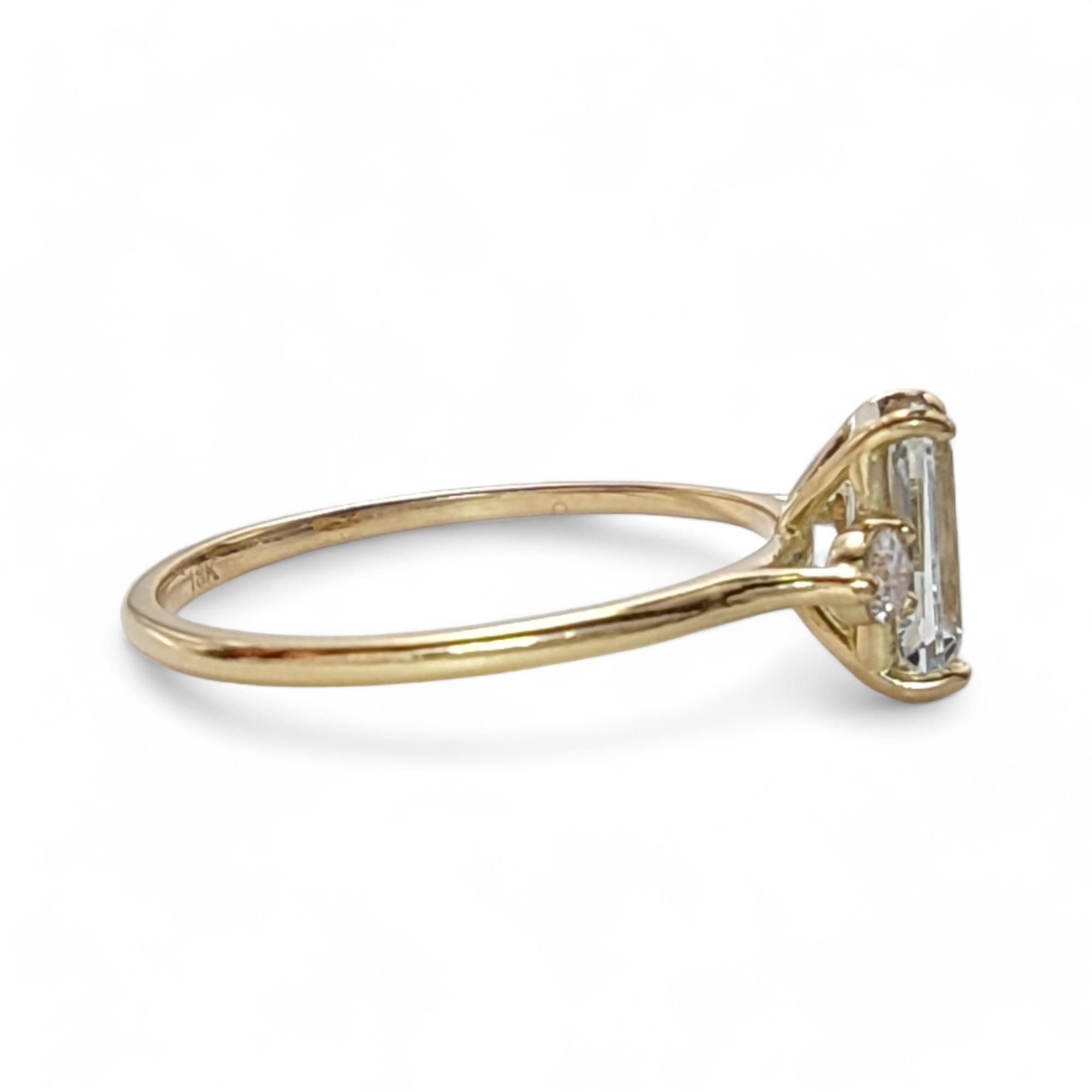 Aquamarine Diamond Three-Stone Ring Women Gift Engagement For Sale 5