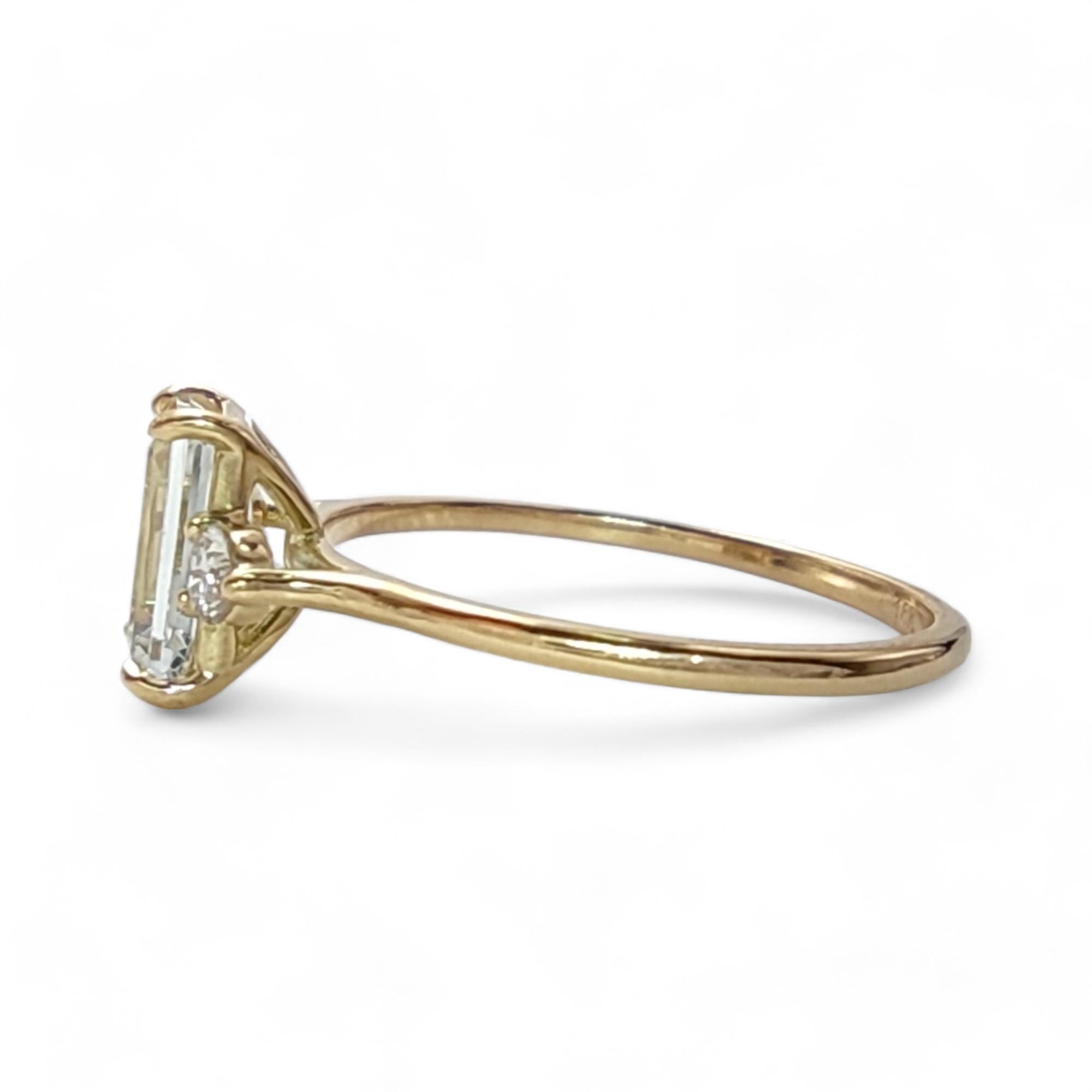 Aquamarine Diamond Three-Stone Ring Women Gift Engagement For Sale 3