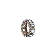 Tiara-Ring mit Aquamarin und Diamant