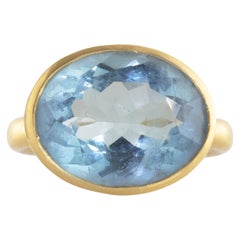 Ico & the Bird Santa Maria Aquamarine Diamond Wave 18 Karat Gold Ring 