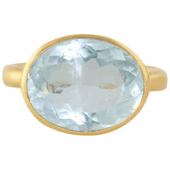 Ico & the Bird Fine Jewelry Aquamarine Diamond Wave 18k Karat Gold Ring 