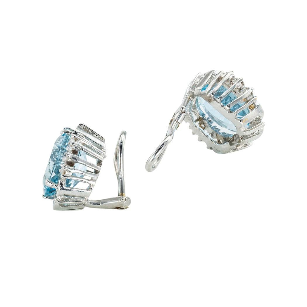aquamarine clip on earrings