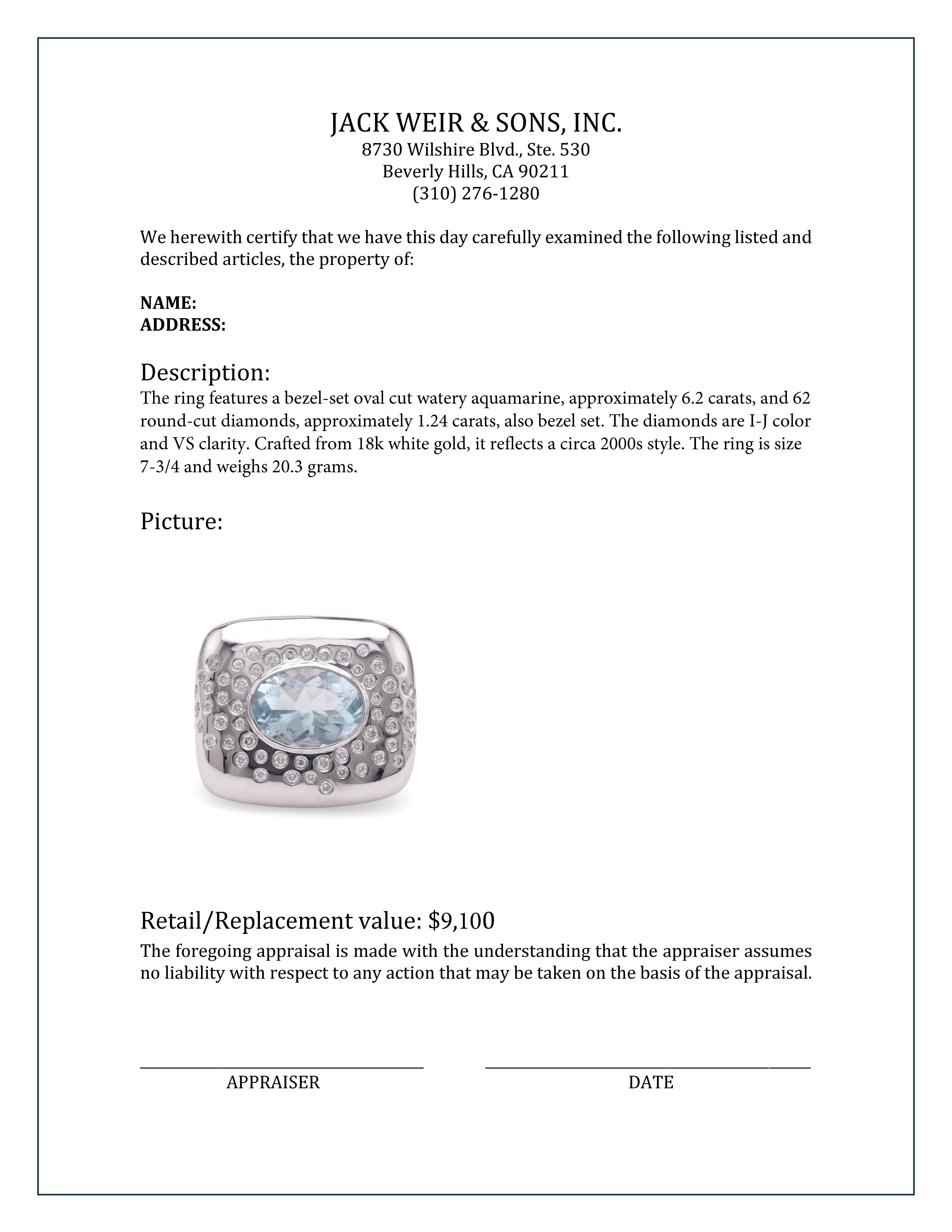 Women's Aquamarine Diamond White Gold Cocktail Ring
