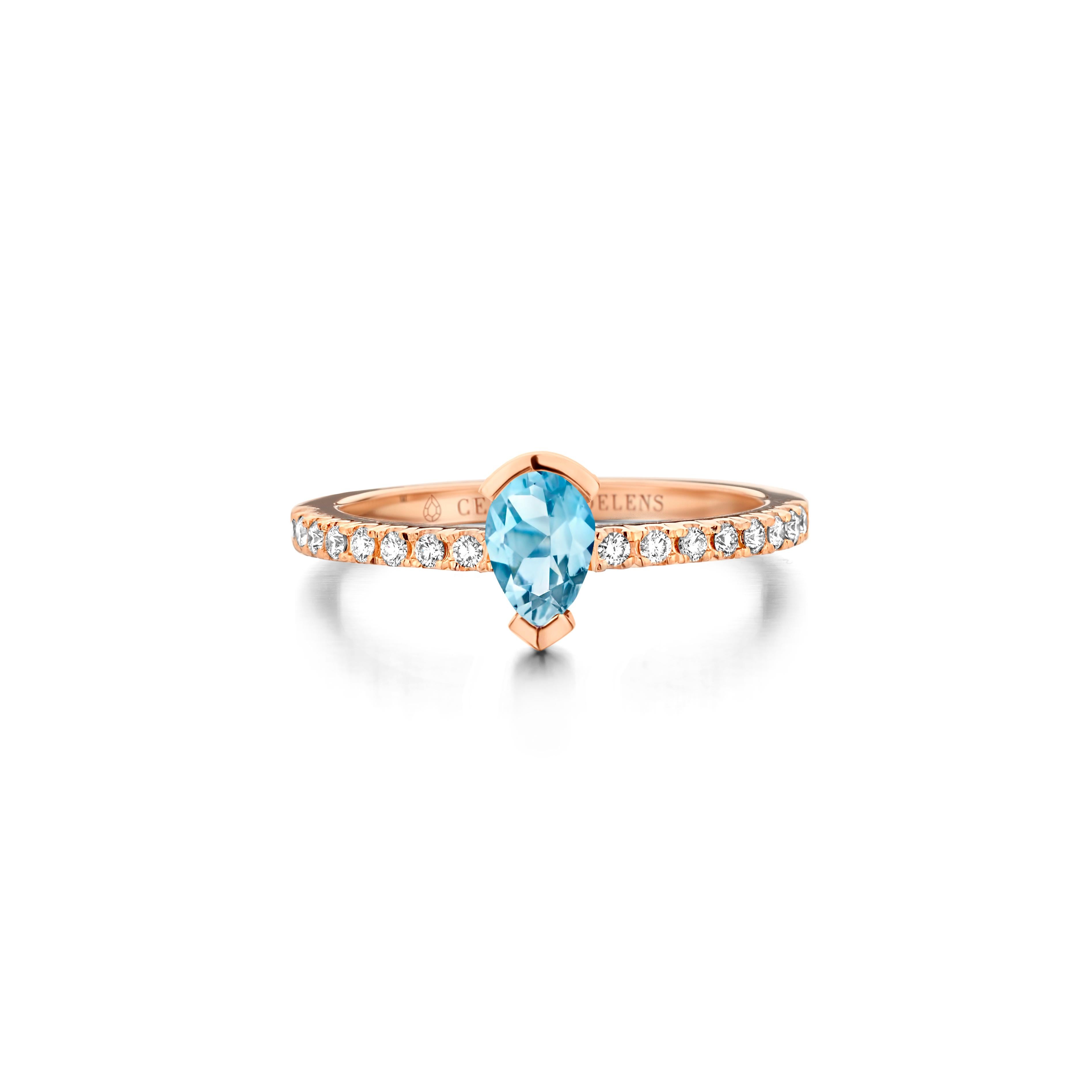 Contemporary Aquamarine Diamond White Gold Engagement Ring For Sale