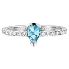 Aquamarine Diamond White Gold Engagement Ring