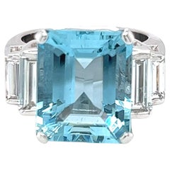 Aquamarine Diamond White Gold Ring