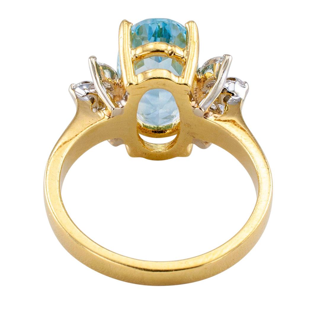 Aquamarine Diamond Yellow Gold Ring 1