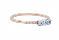Aquamarine, Diamonds, 18 Karat Rose and White Gokd Modern Ring