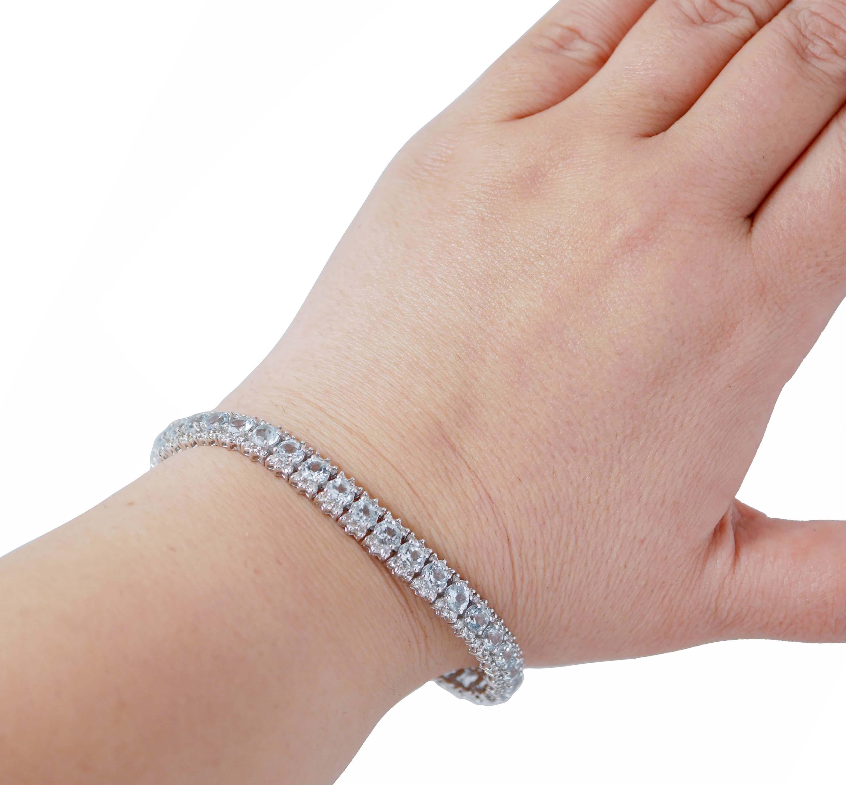 Aquamarine, Diamonds, 18 Karat White Gold Bracelet In New Condition For Sale In Marcianise, Marcianise (CE)