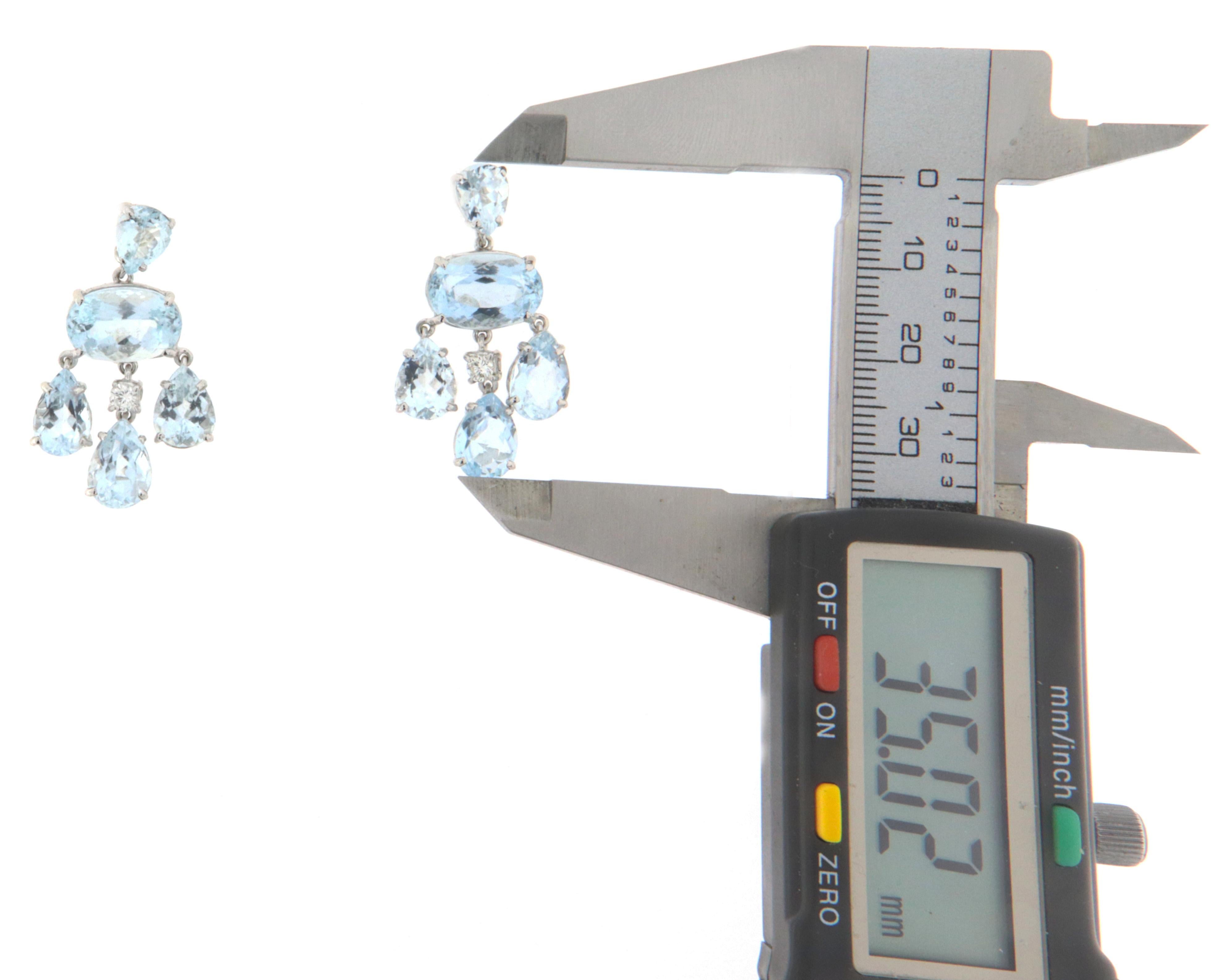 Aquamarine Diamonds 18 Karat White Gold Drop Earrings In New Condition For Sale In Marcianise, IT