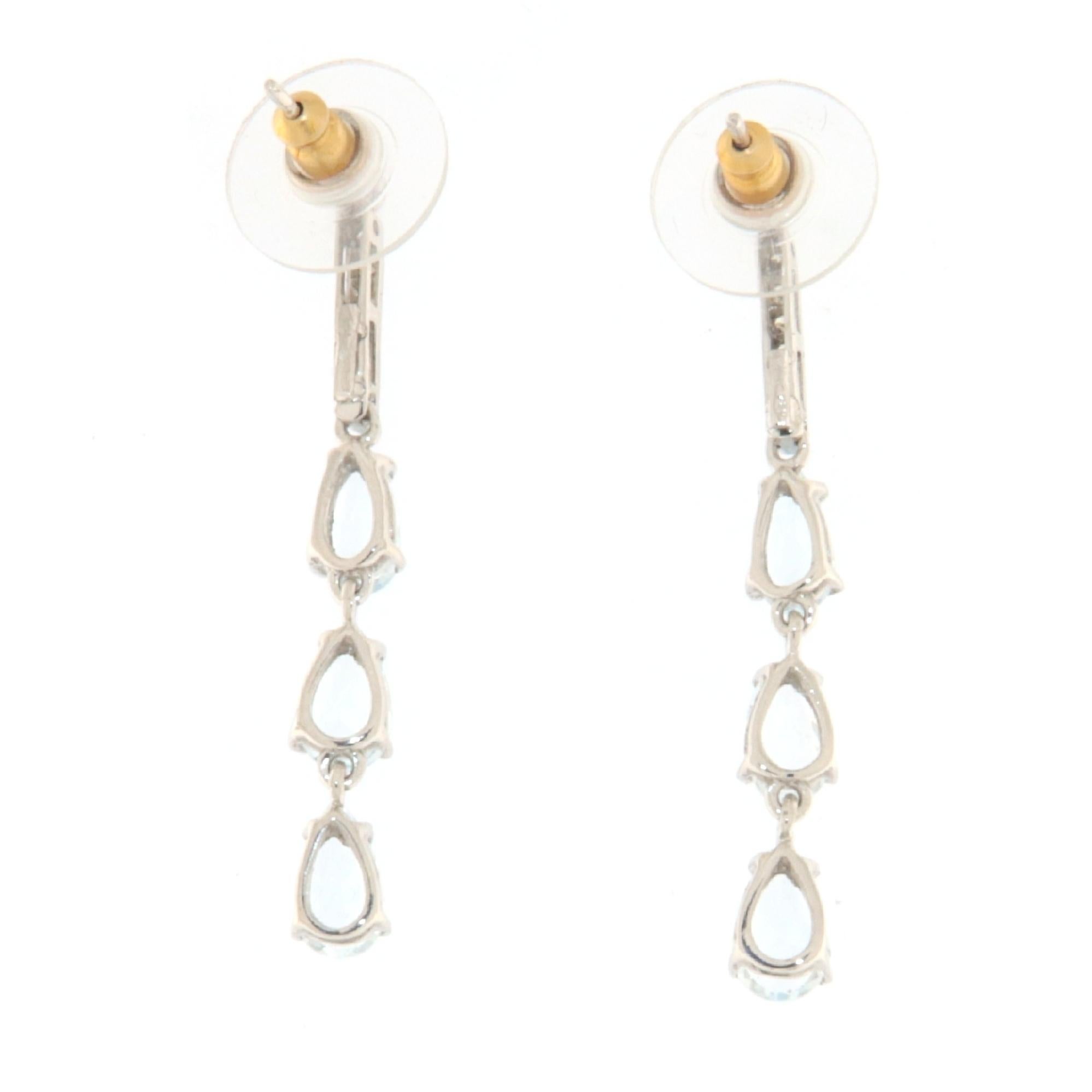 Aquamarine Diamonds 18 Karat White Gold Drop Earrings In New Condition For Sale In Marcianise, IT