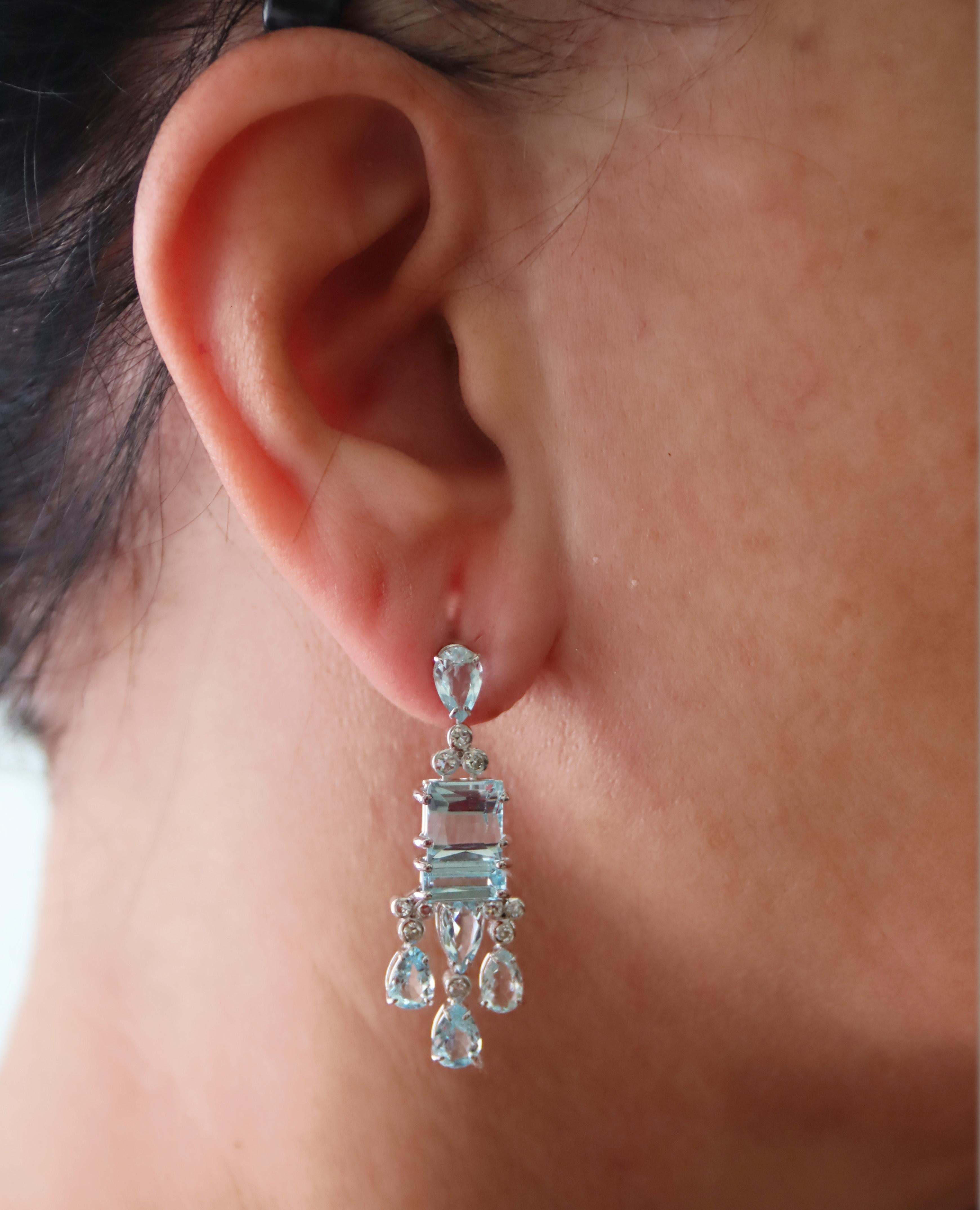 Aquamarin-Diamant-Tropfen-Ohrringe aus 18 Karat Weißgold im Angebot 2