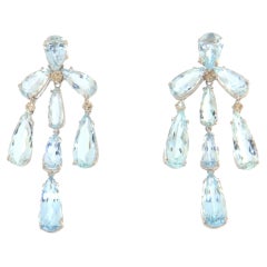 Aquamarine Diamonds 18 Karat White Gold Drop Earrings