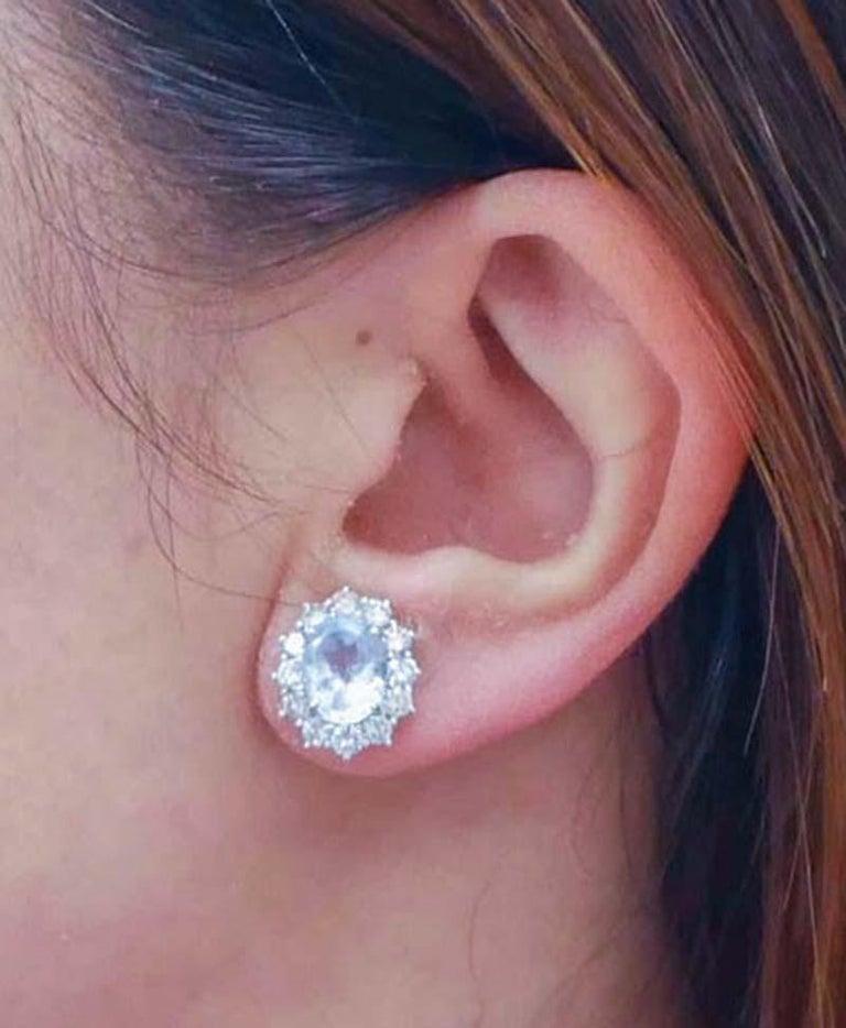 Aquamarine, Diamonds, 18 Karat White Gold Earrings. In New Condition For Sale In Marcianise, Marcianise (CE)