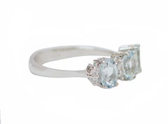 Aquamarine, Diamonds, 18 Karat White Gold Ring.