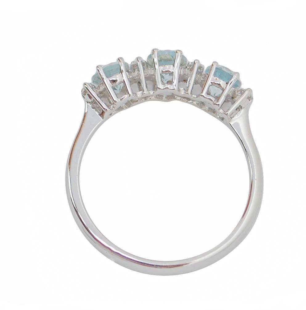 Modern Aquamarine, Diamonds, 18 Karat White Gold Ring. For Sale