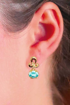 Aquamarine Diamonds 18k Yellow Gold Earrings Made in Italy by Rossella Ugolini