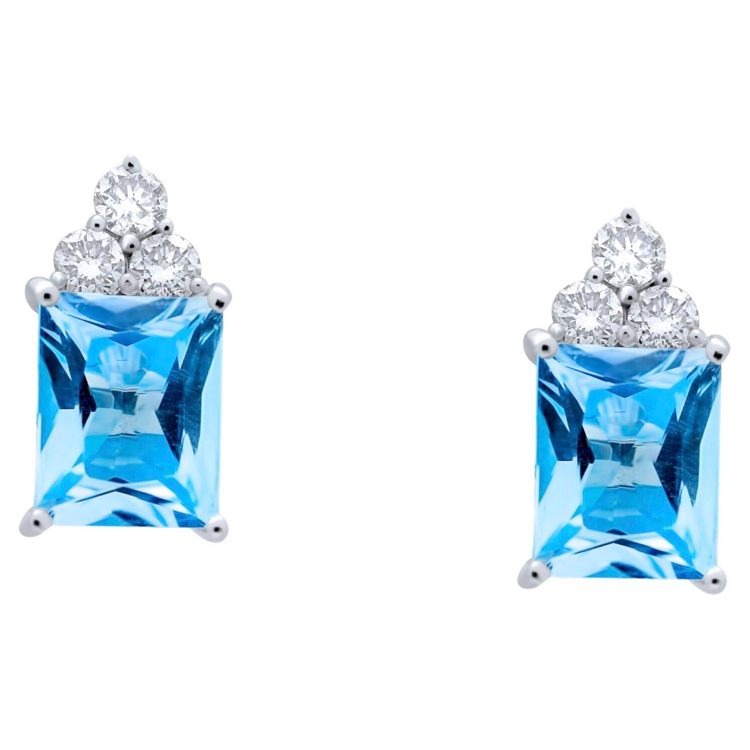 Aquamarine & Diamonds Earrings
