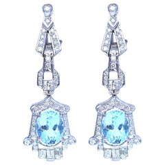 Aquamarine Diamonds Good Luck Earrings, 2000