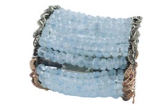 Aquamarine Diamonds Pearls Rubies Rose Gold and Silver Bracelet