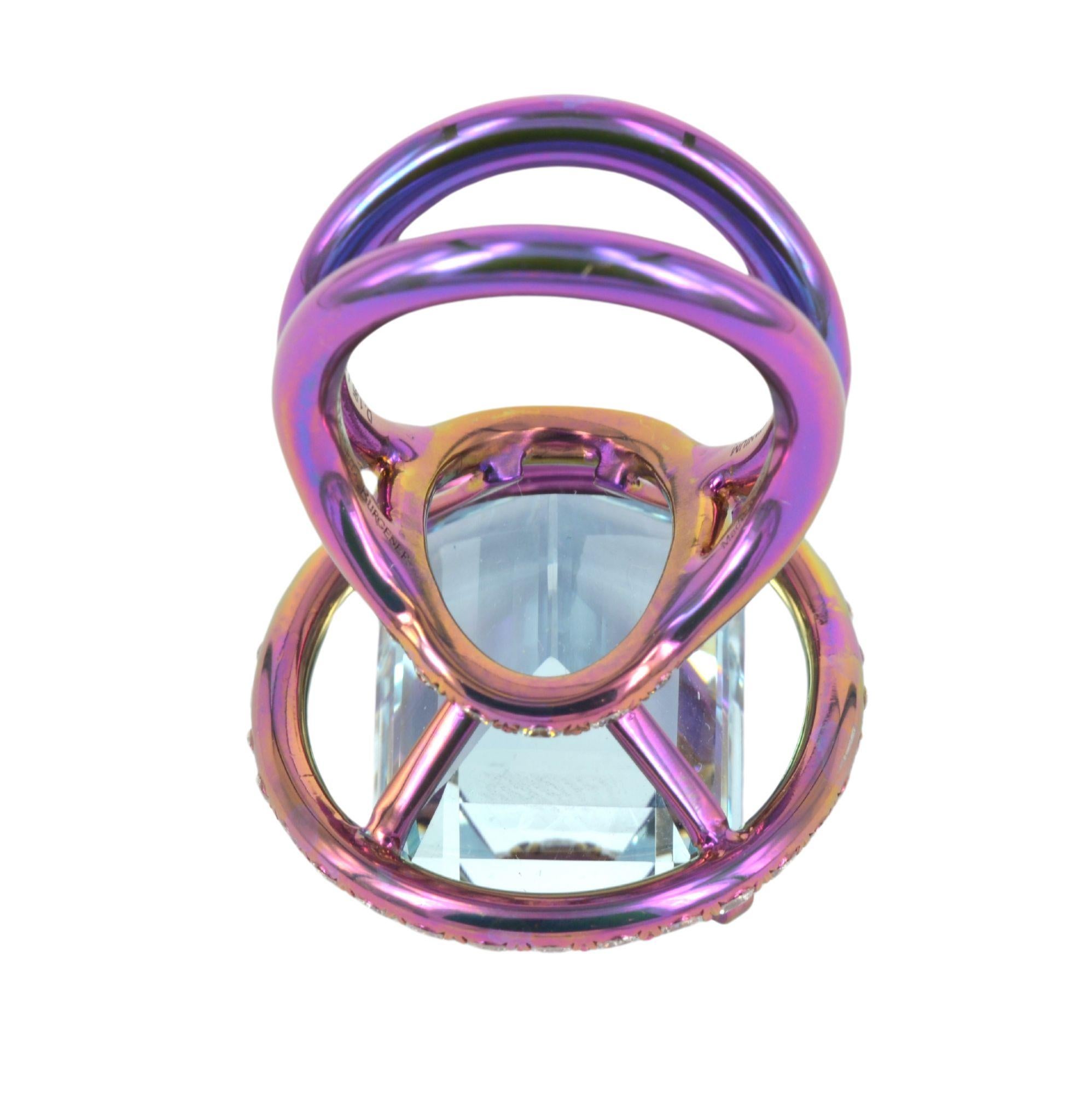 Margherita Burgener Ring, Aquamarin, Diamanten, rosa Titan, hergestellt in Italien im Angebot 5