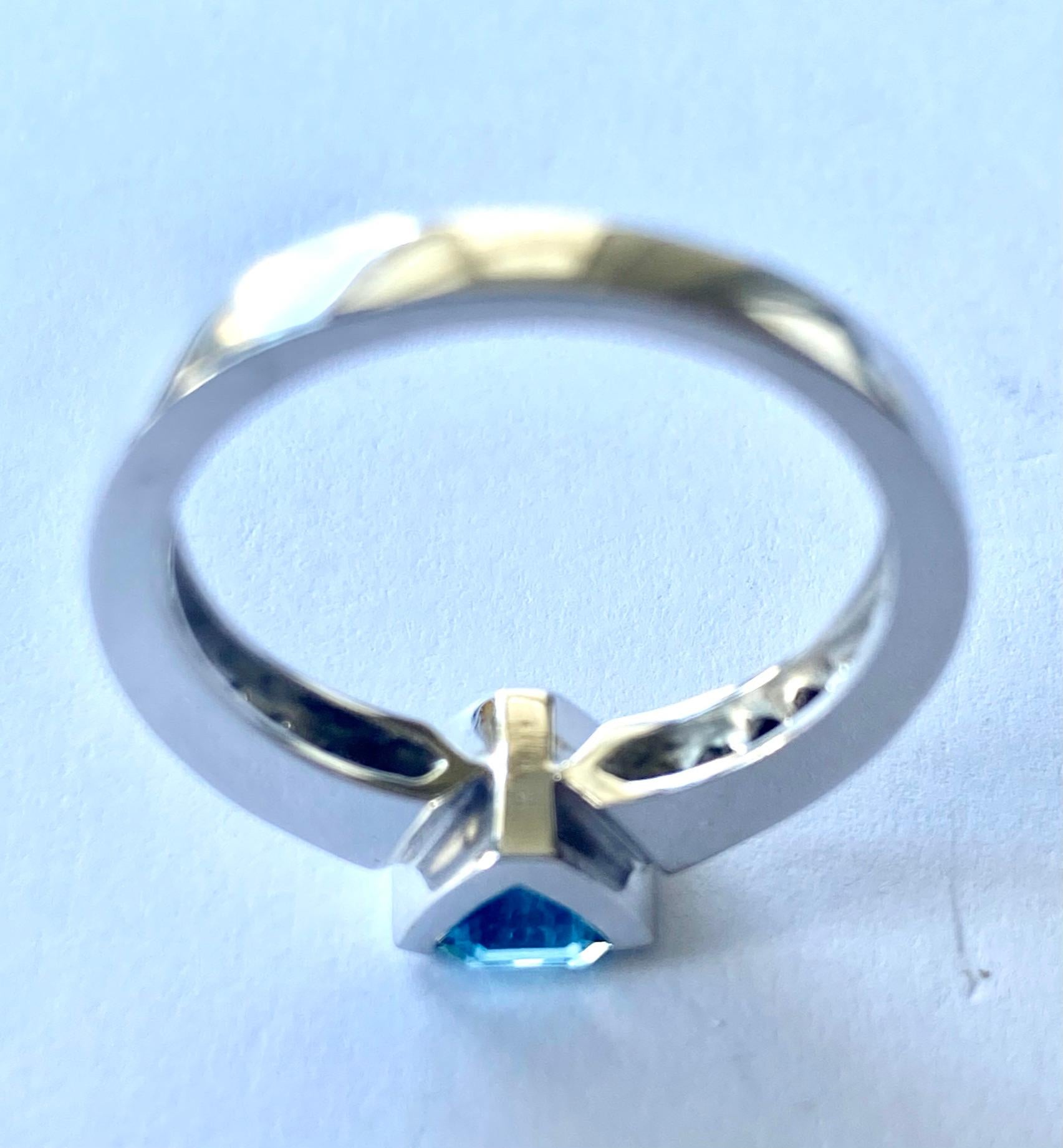 Emerald Cut Aquamarine - Diamonds White Gold Ring, Alberti Gioielli, Valenza - Italy For Sale
