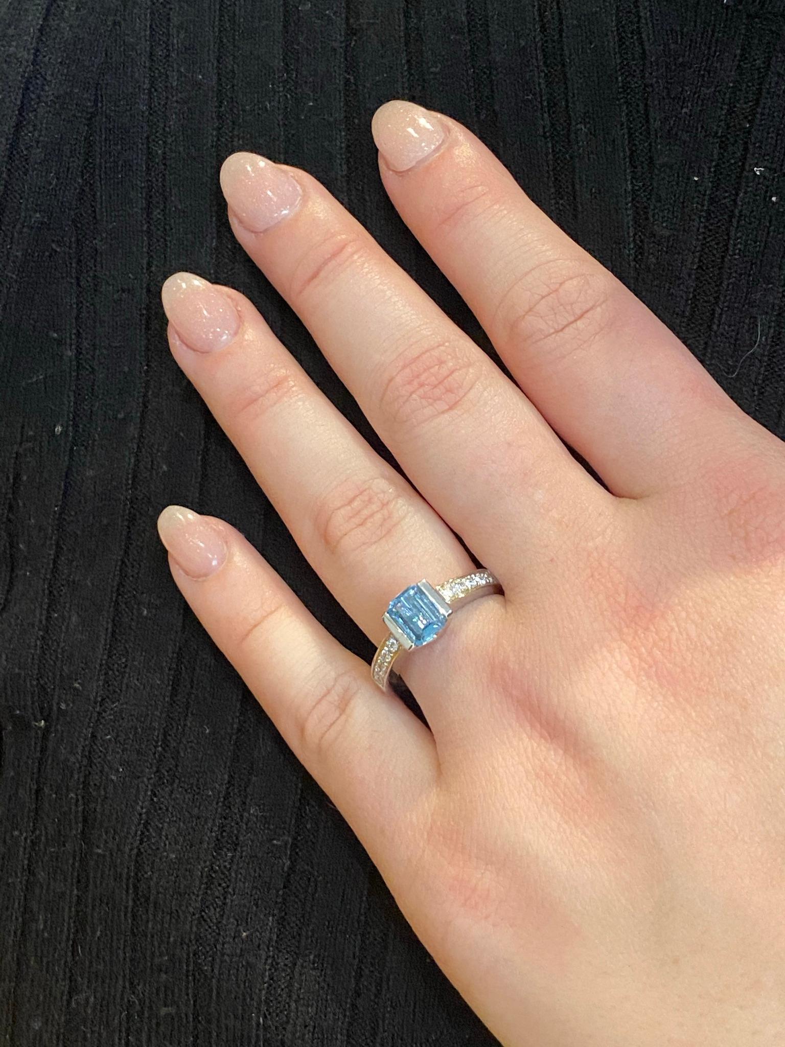 Ring aus Weißgold mit Aquamarin und Diamanten, Alberti Gioielli, Valenza – Italien 2