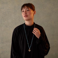 Aquamarin Diopsid Goldplatte Kreuz-Anhänger