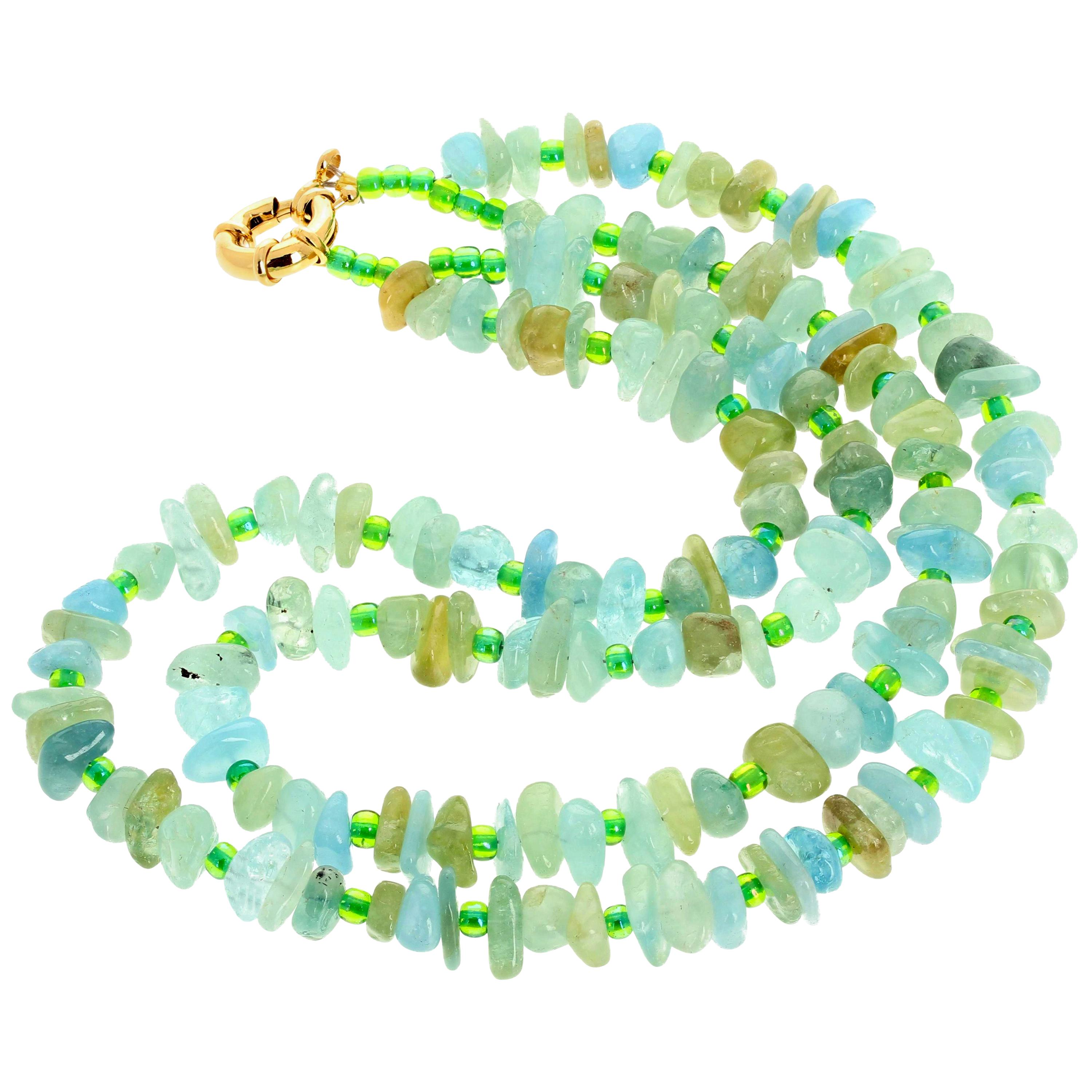 Gemjunky Intensely Sparkling 17.5" Aquamarine Double Strand Necklace