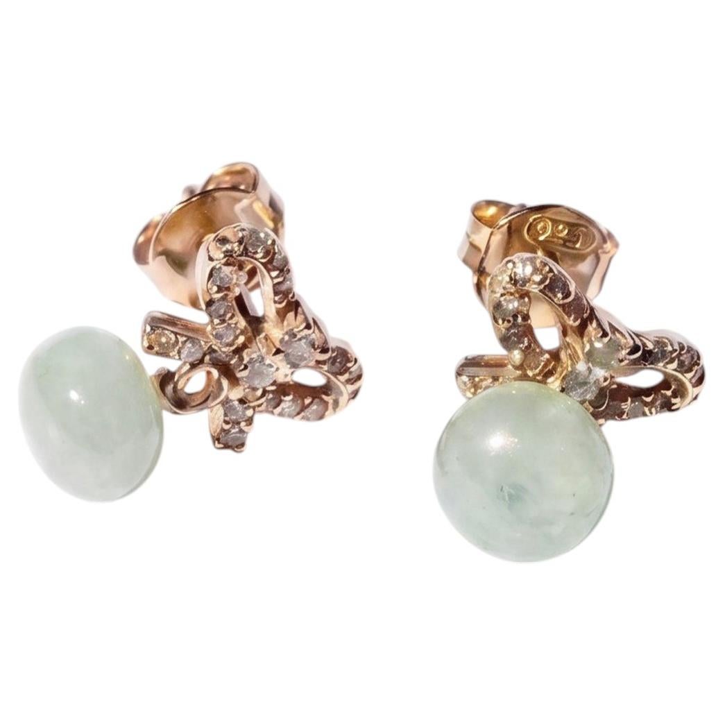 Dangle Earrings Aquamarine White Diamond Bow Stud Earrings J Dauphin For Sale