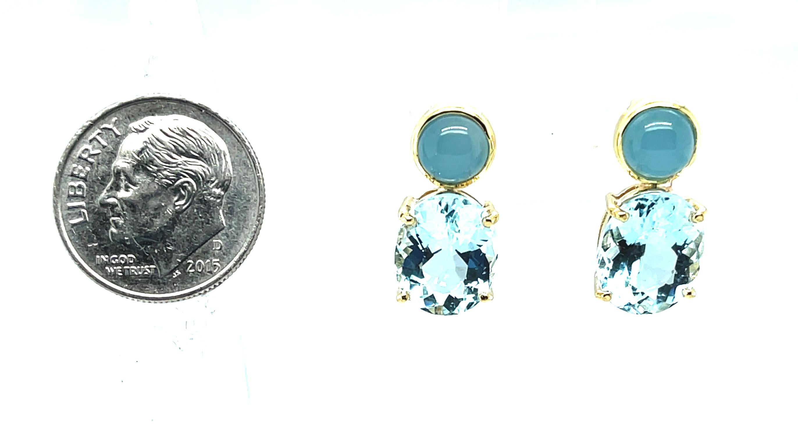  Aquamarine Drop Earrings in 18k Yellow Gold  In New Condition For Sale In Los Angeles, CA