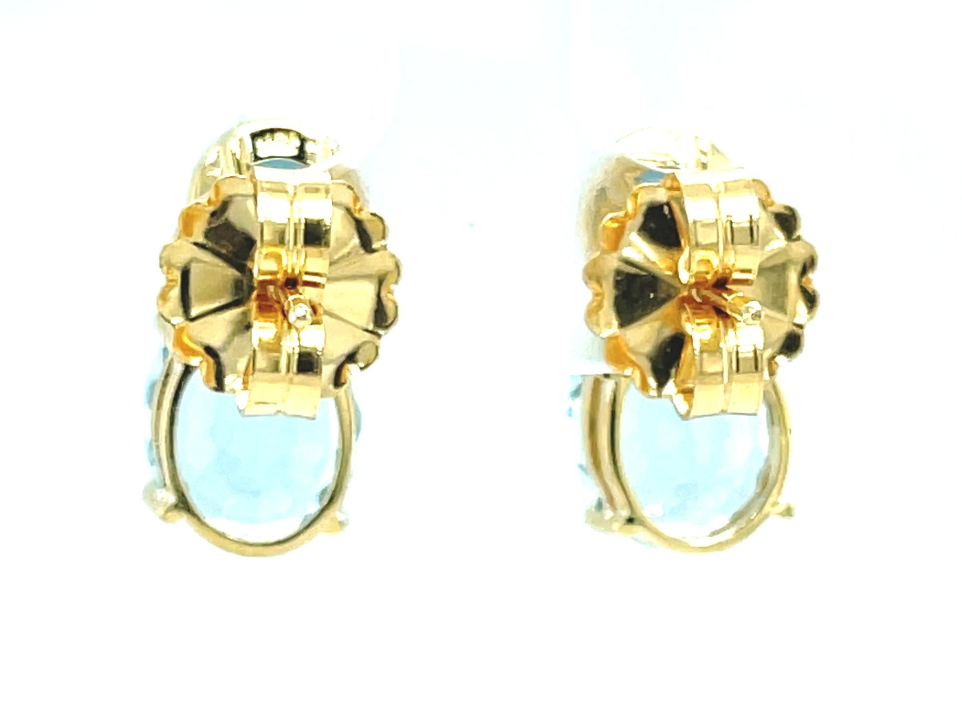  Aquamarine Drop Earrings in 18k Yellow Gold  For Sale 1