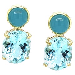 Aquamarine Drop Earrings in 18k Yellow Gold