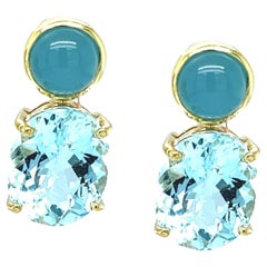  Aquamarine Drop Earrings in 18k Yellow Gold 