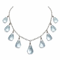 Aquamarine Drops 158 Carats On 14K White Gold Chain Paradizia Necklace