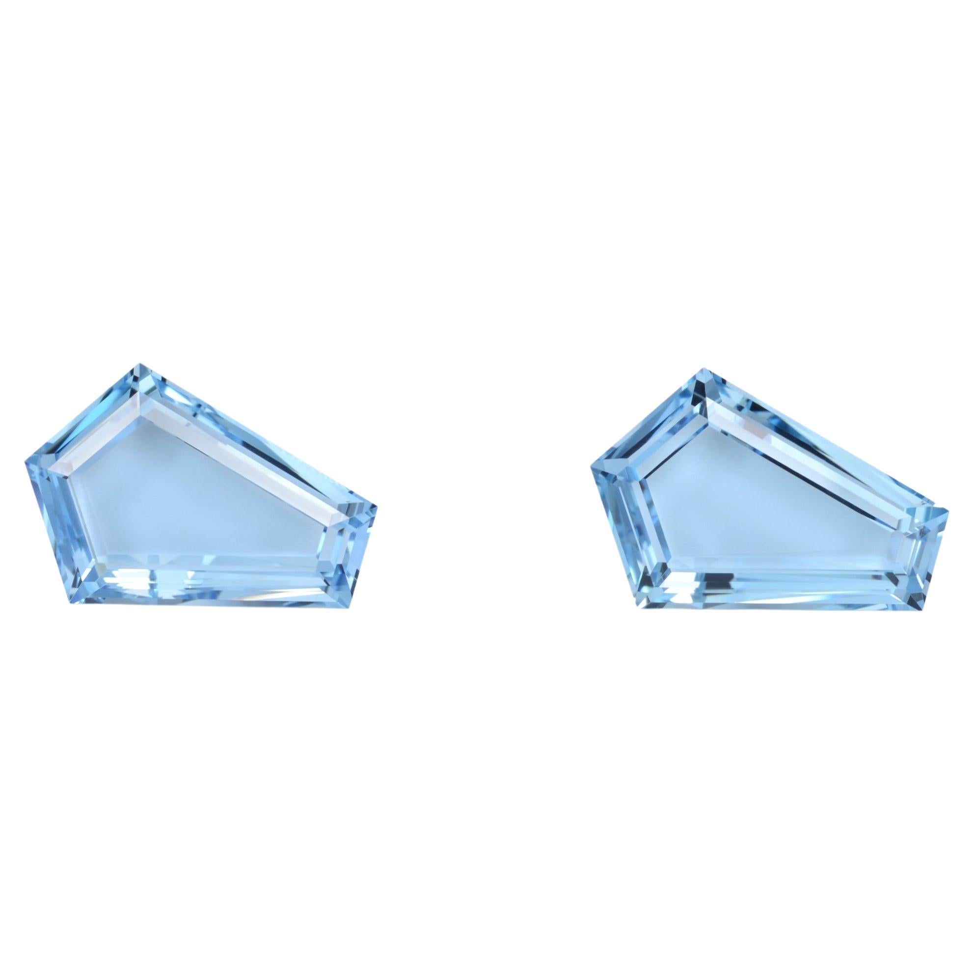 Aquamarin Ohrring Edelsteine 11,18 Karat Kite geformt lose Edelsteine in Loupe Clean (Kiteschliff)