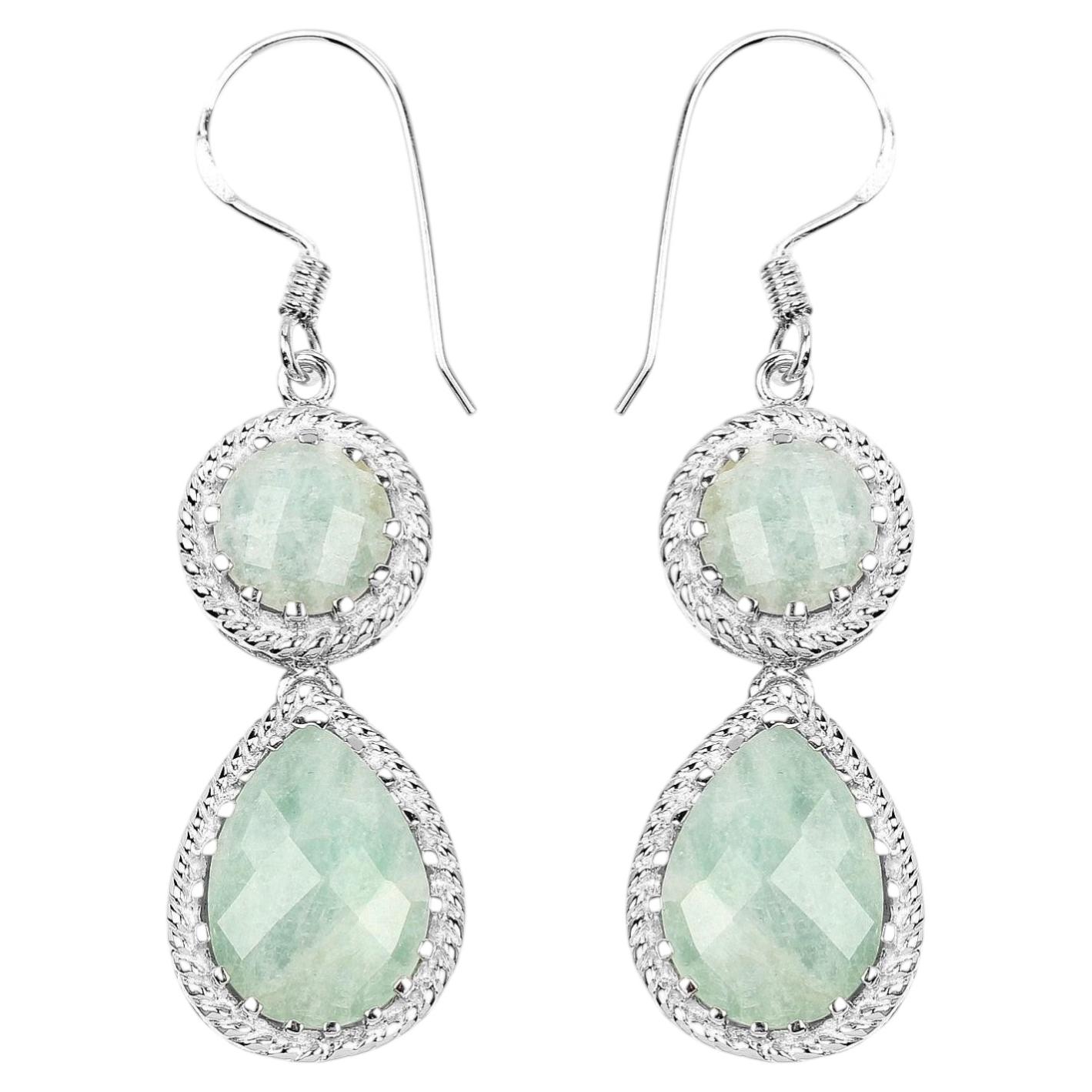 Aquamarin-Ohrringe 11.7 Karat Sterling Silber im Angebot