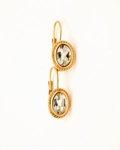 Aquamarine earrings 14KT gold leverback
