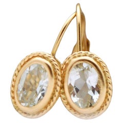 Pendientes aguamarina oro 14KT leverback