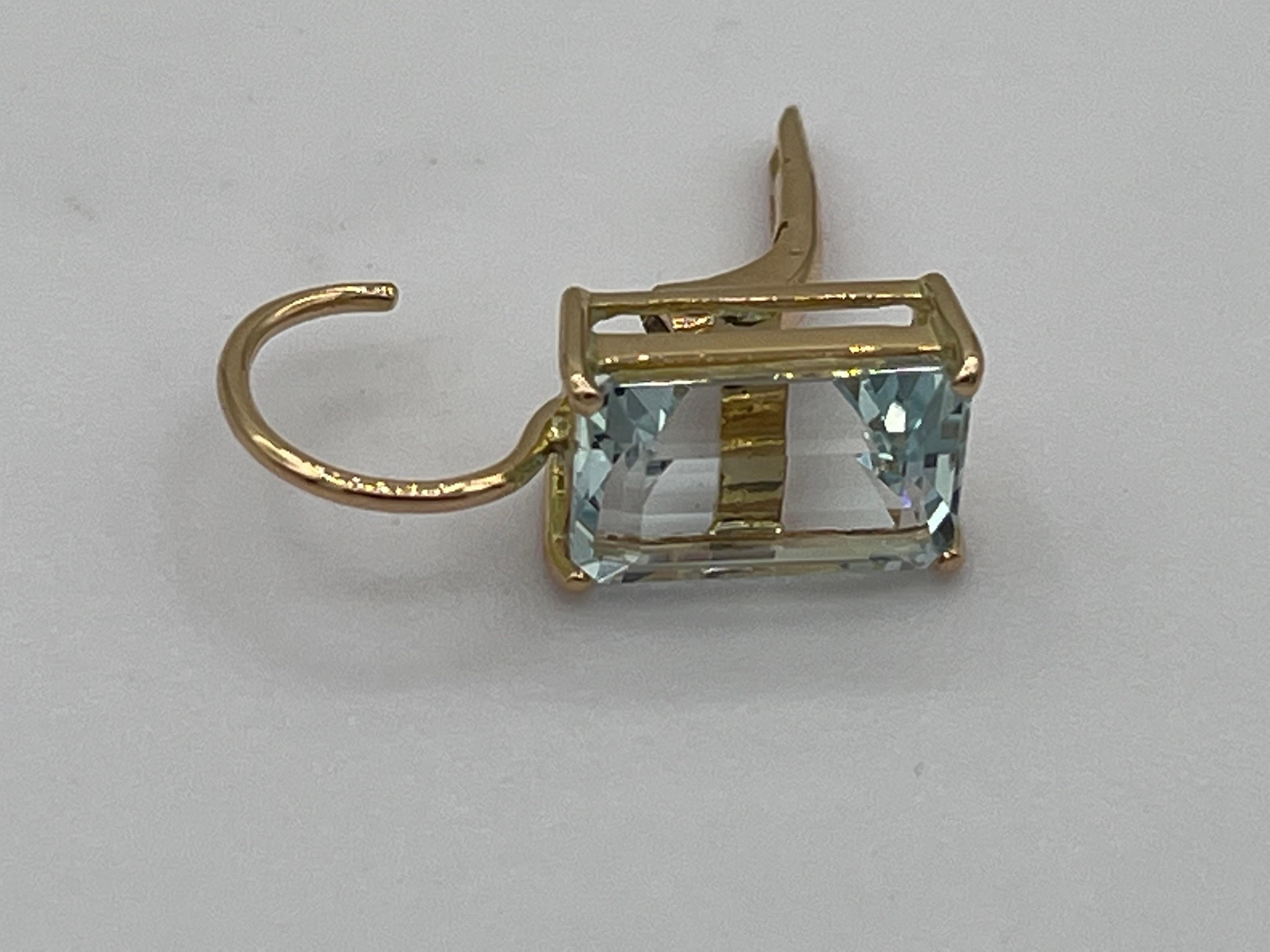 Women's or Men's Aquamarine Earrings 18 K Rose Gold